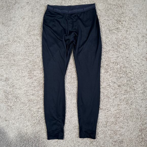 Mens Patagonia Capilene Midweight Baselayer Bottoms Pants Black Medium Polartec - Picture 1 of 9